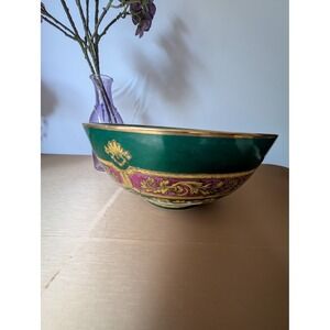 Green Decorative Bowl Gold Andrea by Sadek Vintage Chinoiserie Style Home Decor